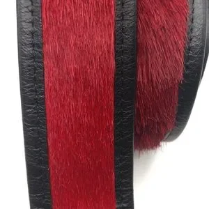Calf hair (red color) belt.  Black leather. Gold tone buckle. Waist 38”/42” Vintage | Accessories | Calf Hair Red Color Belt Black  main image 2